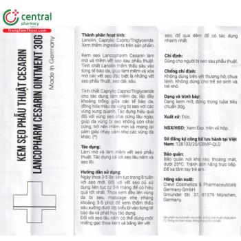 Kem Cesarin Ointment Lacopharm làm mềm và mờ sẹo sau phẫu thuật