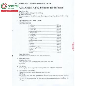 Thuốc Chiamin-A 5% Solution for Infusion bổ sung acid amin cho bệnh nhân