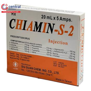 Dung dịch tiêm truyền Chiamin-S-2 20ml: tác dụng, cách dùng