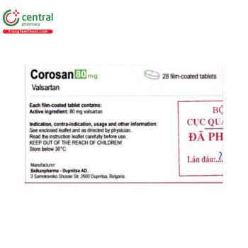 Thuốc Corosan 80mg điều trị tăng huyết áp nguyên phát ở người lớn