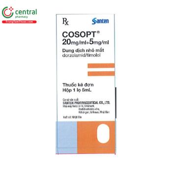 Thuốc Cosopt 20mg/mL+5mg/mL điều trị tăng áp lực nội nhãn (IOP)