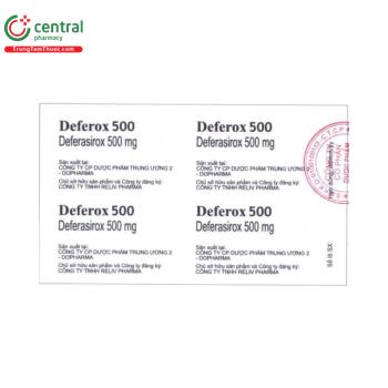 Thuốc Deferox 500mg chỉ định điều trị quá tải sắt mạn tính do truyền máu