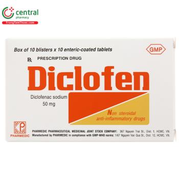 Thuốc Diclofen 50mg - Giảm đau, viêm trong bệnh lý viêm khớp mạn