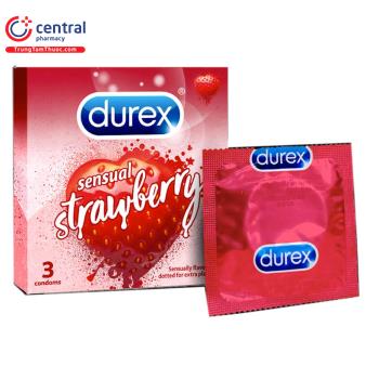 Bao cao su Durex Sensual Strawberry (Hộp 3 chiếc)-thăng hoa cảm xúc yêu