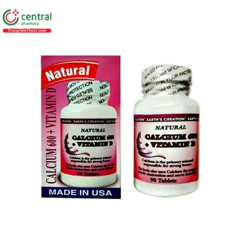 Earth’s Creation Natural Calcium 600 + Vitamin D