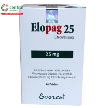 Thuốc Elopag 25 Everest điều trị xuất huyết giảm tiểu cầu, thiếu máu