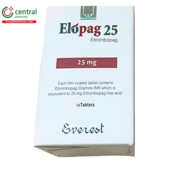 Thuốc Elopag 25 Everest điều trị xuất huyết giảm tiểu cầu, thiếu máu