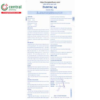Thuốc Faditac Inj 20mg - Điều trị loét dạ dày hoạt động lành tính