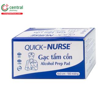 Gạc tẩm cồn Quick Nurse (Hộp 100 miếng 6x3cm)