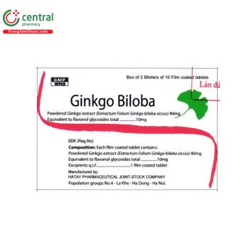 Ginkgo Biloba 40mg Hataphar 