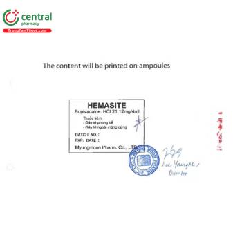Thuốc Hemasite 21.12mg/4ml gây tê phong bế và gây tê ngoài màng cứng