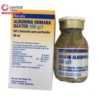 Human Albumin Baxter 200 g/l 20% 50ml
