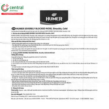 Xịt Humer Severely Blocked Nose Sinusitis, Cold thông mũi nhanh chóng