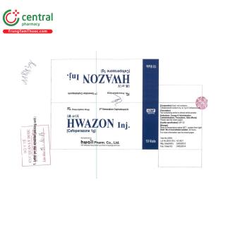 Thuốc tiêm Hwazon Inj. 1g - kháng sinh điều trị nhiễm khuẩn