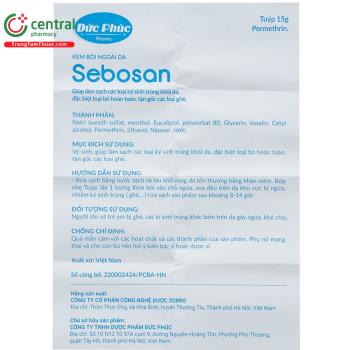 Kem bôi ngoài da Sebosan loại bỏ các loại ký sinh trùng trên da
