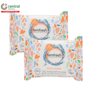 Khăn ướt vệ sinh vùng kín hằng ngày cao cấp Femfresh Intimate Skin Care Daily Wipes