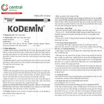 Thuốc ho Kodemin - Giảm nhanh các cơn ho khan và ho do kích ứng