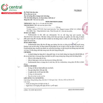 Thuốc Medi-prothionamide 250mg điều trị lao phổi, viêm màng não do lao