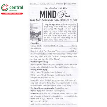 Thuốc Mind Plus - Hỗ trợ tăng cường tuần hoàn não, cải thiện trí nhớ