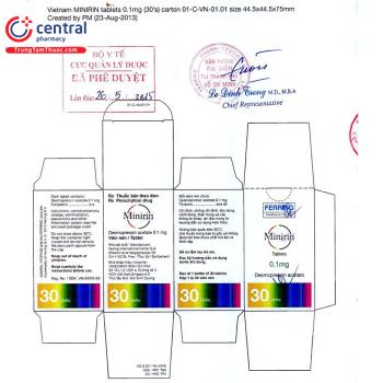 Thuốc Minirin (Desmopressin 0,1mg): Tác dụng- Chỉ định, Liều dùng