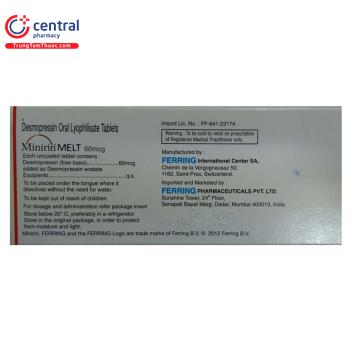 Thuốc Minirin Melt 60mcg: Tác dụng, liều dùng, chống chỉ định