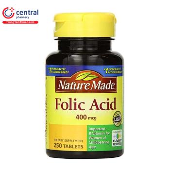 Folic Acid 400mcg Nature Made (250 viên)