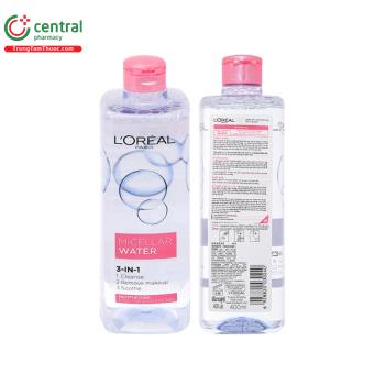 Nước tẩy trang L'Oréal Paris Micellar Water 3 in 1 dưỡng ẩm mượt da màu hồng