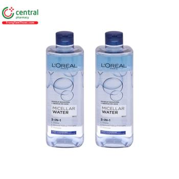 Nước tẩy trang và làm sạch sâu 2 lớp L'Oréal Paris Micellar Water 3 in 1 màu xanh dương đậm