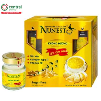 Nước Yến Sào Cao Cấp Nunest Không Đường (hộp 6 hũ x 70ml)