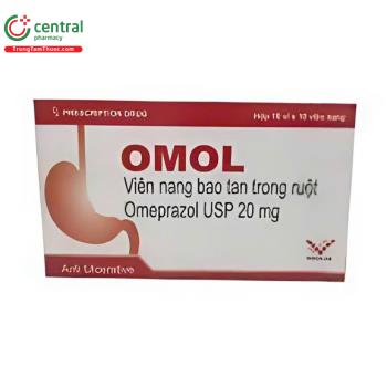 Thuốc Omol 20mg điều trị viêm thực quản, viêm loét dạ dày - tá tràng