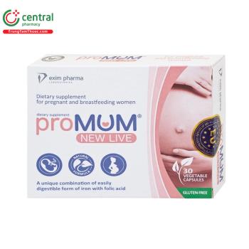 ProMUM New Live cung cấp dưỡng chất cho mẹ bầu và đang cho con bú