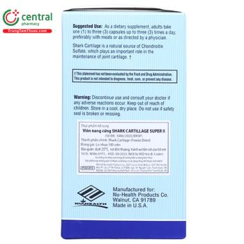 Thuốc Shark Cartilage Super II Giúp tái tạo và nuôi dưỡng mô sụn khớp