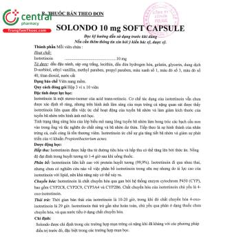 Thuốc Solondo 10mg Soft Capsule - Thuốc điều trị mụn trứng cá nặng, mụn bọc