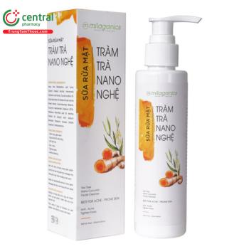 Sữa rửa mặt Milaganics Tràm Trà Nano Nghệ 135ml 