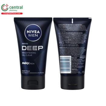 Sữa rửa mặt Nivea Men Deep Brightening Oil Clear Mud Foam