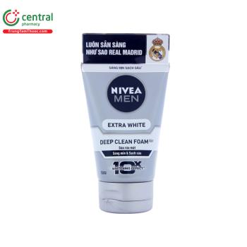 Sữa rửa mặt Nivea Men Extra White Deep Clean Foam 10X Whitening Effect