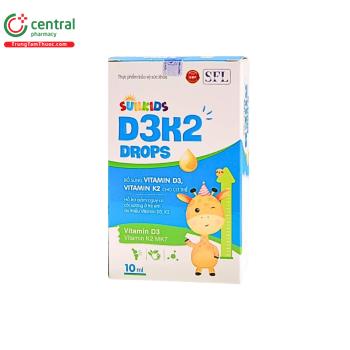 Sunkids D3K2 Drops hỗ trợ tăng hấp thu canxi vào xương, giảm còi xương