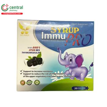 Syrup Immu Pro - Hỗ trợ giảm nguy cơ mắc bệnh do viêm đường hô hấp