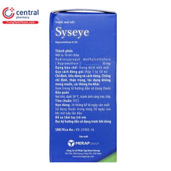 Thuốc nhỏ mắt Syseye điều trị kích ứng mắt, khô mắt do viêm giác mạc