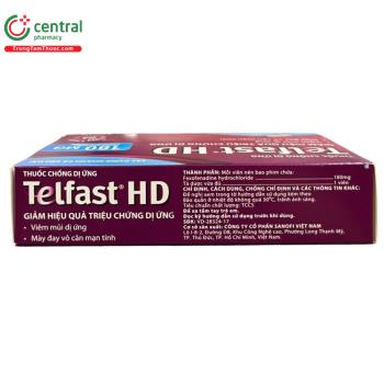 Thuốc Telfast HD 180mg điều trị viêm mũi dị ứng, mề đay, hắt hơi, sổ mũi