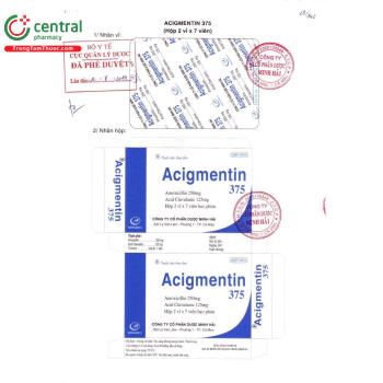 Thuốc Acigmentin 375 điều trị các trường hợp nhiễm khuẩn đường hô hấp