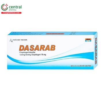 Thuốc Dasarab 75mg chứa Clopidogrel 75mg chống kết tập tiểu cầu