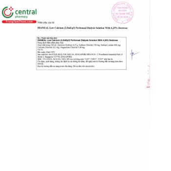 Thuốc Dianeal Low Calcium (2.5mEq/l) Peritoneal Dialysis Solution with ...