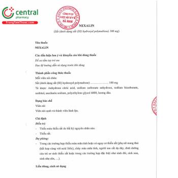 Thuốc Nexalin 100mg - Điều trị chứng thiếu sắt và thiếu máu thiếu sắt