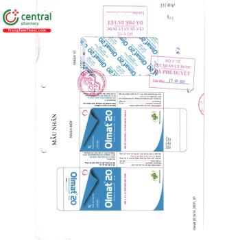Olmat 20 - Thuốc đối kháng thụ thể angiotensin II trị tăng huyết áp