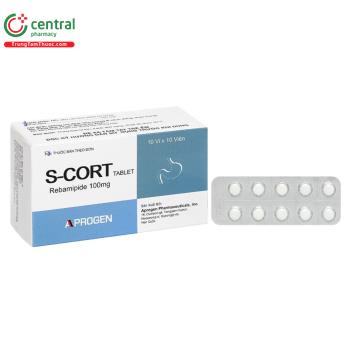 Thuốc S-Cort Tablet 100mg điều trị loét dạ dày, tổn thương niêm mạc dạ dày