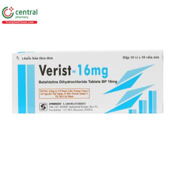 Thuốc Verist-16mg điều trị chứng chóng mặt, ù tai, khó nghe