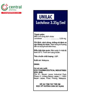 Thuốc Unilac Lactulose 3,35g/5ml điều trị táo bón, bệnh não gan