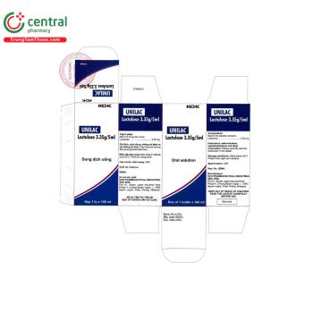 Thuốc Unilac Lactulose 3,35g/5ml điều trị táo bón, bệnh não gan