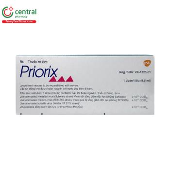Vắc xin Priorix phòng sởi - quai bị - rubella: Lịch tiêm, thông tin kê toa
